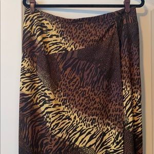 Leopard print mock wrap skirt